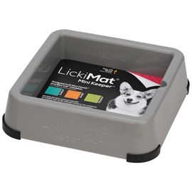 LickiMat Mini Keeper. Diseñado para mejorar la experiencia LickiMat y extender LickiMat en un alimentador completo para perros pequeños. (Gris)