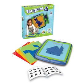 Tangoes Jr. Skill-Building Preschool Tangram Game with Kid-Friendly Portable Carry-Case Featuring 120 Challenges for Ages 4+