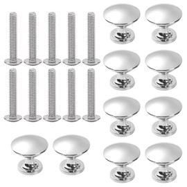 10 Pcs Round Cabinet Door Knob Set, Diameter 28 mm Mushroom Shape Cabinet Knob with Screws, Silver Aluminium Drawer Knob for Cabinet, Wardrobe, Cupboard, Furniture