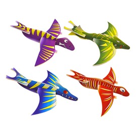 G4GADGET Pack of 36 Dinosaur Flying Glider Planes, Kids Gift-Party Loot Bag Stocking Fillers, Fun Paper Planes for Dino Party Bag Fillers, Medium