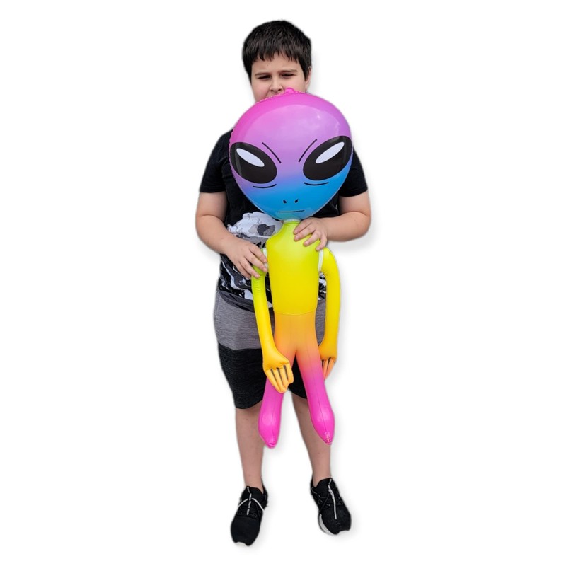 Zugar Land 36" Alien INFLATE (Vinyl) Galaxy/Rainbow/Tie Dye. Inflatable Large