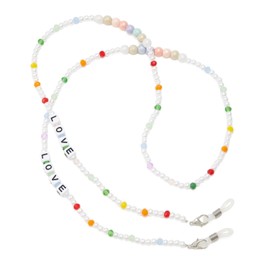 WOZEAH Eyeglass Chain for Women Stylish - Beaded Glasses Chain, Sunglasses Lanyard for Reading Glasses Strap（LOVE Beads）
