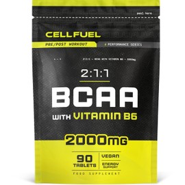 BCAA Tablets | 2000mg BCAAs per Serving | 90 Vegan Tablets | Essential Amino Acid Supplement with Vitamin B6 | Pre and Post Workout Supplement | by CELLFUEL