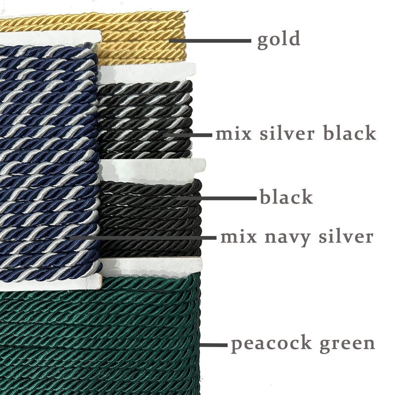Fenghuangwu 9 Yard Handmade Cord Trim，7mm/0.275Inch Diameter Twisted Trim Cord