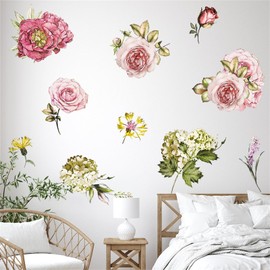 Rose Bud, Wall Sticker, Chrysanthemum, Hydrangea, Wallpaper, Living Room, Bedroom, DIY Sticker, Stylish, Removable Wall Sticker