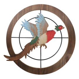 Ebros Gift Rustic Pheasant Bird Hunting in Scope Crosshairs Hunting MDF Wood Wall Decor Sculpture Gift for Game Hunters and Outdoorsmen
