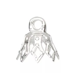 Platinum Bead Caps, 100 Silver Plated Brass 8x5.5mm Filigree Bell Prong to Fit 5-7mm Bead