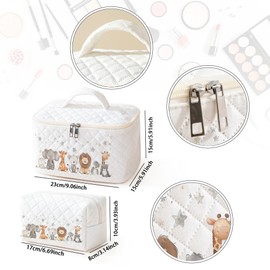 Dawuyu Makeup Bag For Women,Travel Toiletry Organizer,Cute Quilted Cotton Cosmetic Pouch,Portable Make Up Bags For Friendship Gift 2Pack