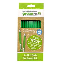 greenre™ Eco-HB #2 Recycled Newspaper Pencils- with 12 pieces pencil set, easy sharp, for Writing, Drawing, Office, Home, Back to School 2025- Under Planted Tree Program
