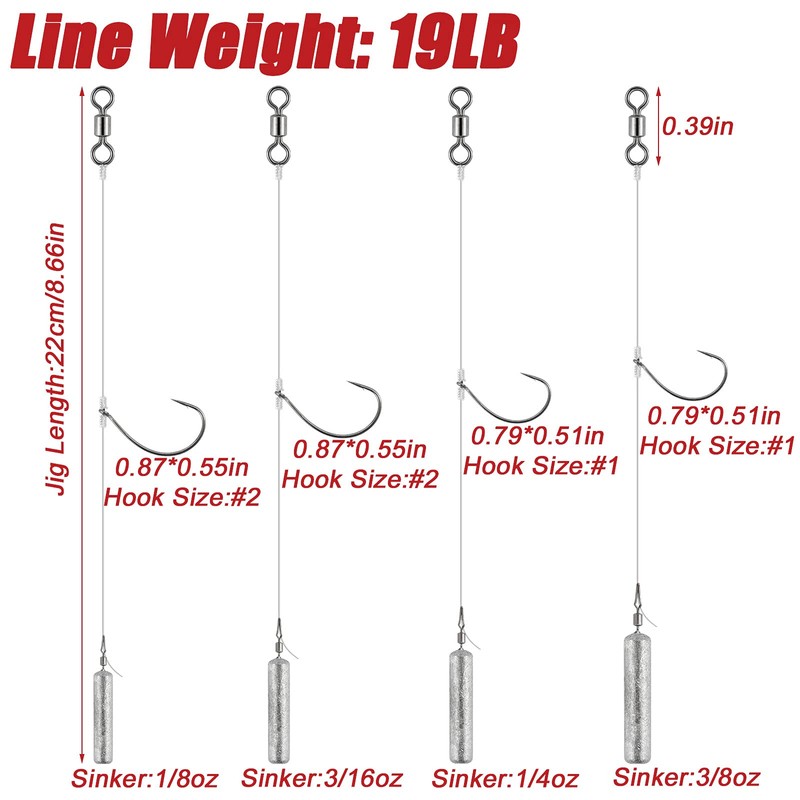 Dr.Fish 10 Pack Drop Shot Rig/Texas Rig with Rolling Barrel