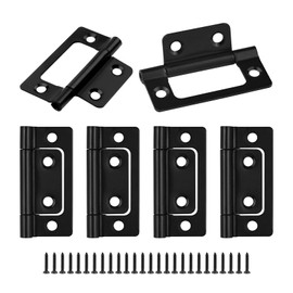 JJWNMLL Door Hinges 6pcs, Black Flush Hinges-51 * 25mm(2 inch), Flush Mount Hinges with Screws for Cabinet, Closet, Windows, Windows, Drawer, Boxe, Wardrobe