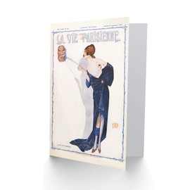 La Vie Parisienne Down Masks Feather Magazine Cover Sealed Greeting Card Plus Envelope Blank inside