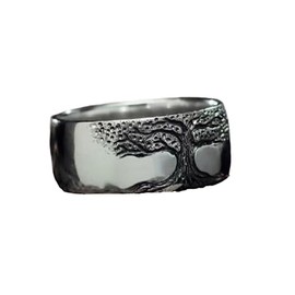 DOCCESTU Tree of Life Ring Stainless Steel Engraved Stamp Men's Protection Eternal Talisman Jewelry Religious Vintage Ring, Size 9, Stone, Sodalite