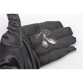 Sterling Silver Crystal Clear Quartz Earrings Smooth Pear Teardrop Briolettes Simple Drops