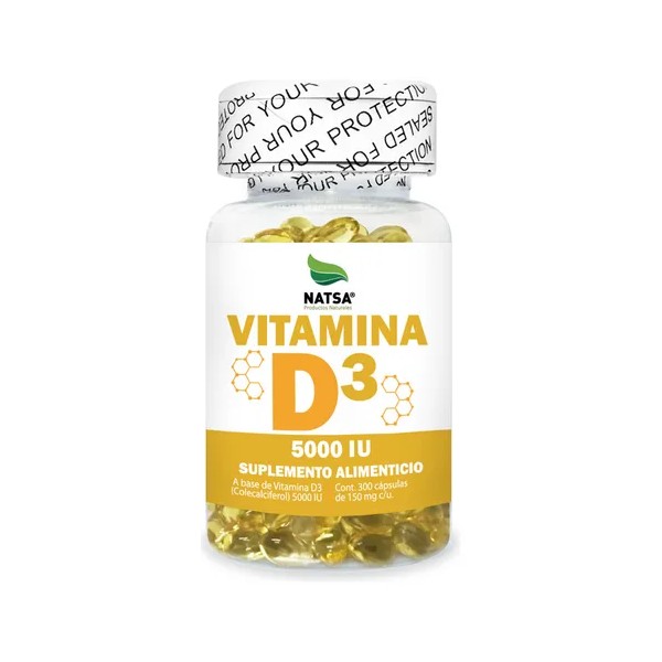 Vitamina D3 5000 UI 300 caps, Refuerza sistema Inmune, Calcio