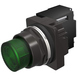 Siemens 52BL4J3XB Heavy Duty Indicator Light, 30mm, Green, Plastic Lens, 480V AC Transformer, LED Bulb, Coated BlackMax, Watertight/Oiltight