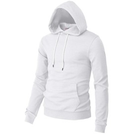 H2H Mens Casual Pullover Long Sleeve Hoodies with Kanga Pocket WHITE US S/Asia M (CMOHOL050)