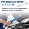Extension wrench for tight spaces and offset extension wrench set