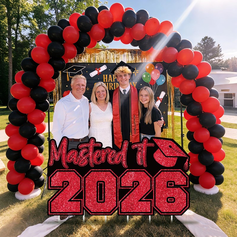 Mastered It 2026 Graduation Yard Sign with Stakes - Black