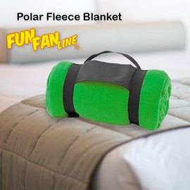 FUN FAN LINE - Mountain Polar Fleece - Soft Blanket - Anti-Pilling Technology and Carrying Handle with velcro closure - Ideal for Traveling or Camping - 130 x160cm (Green)