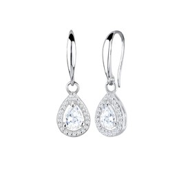 Elli Premium Women's Drop Earrings Elegant Sparkling with Zirconia Crystals in 925 Sterling Silver, Sterling Silver, Cubic Zirconia