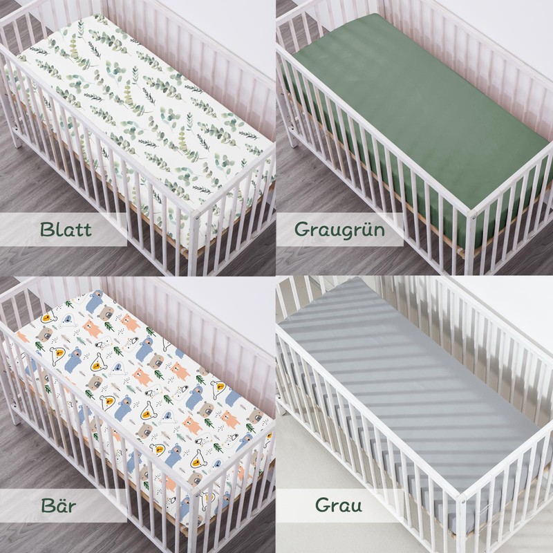 Little Grape Land Fitted Sheet 4pk Leaves, 70 x 140