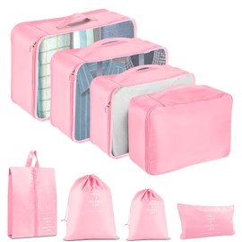 YEEYAA 8 Set Packing Cubes for Suitcase, Packing Cubes for Carry on Suitcases, Luggage Organizer for Travel Essentials, Large Mesh Luggage Bag for Suitcases