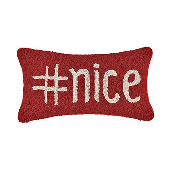 Peking Handicraft Christmas Hashtag #Nice Hooked Pillow - 16" x