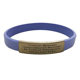 Waterproof In Case of Emergency Performance Skinny Sport Fitness Safety ID Bracelet Hypo-allergenic Silicone with Free Engraving (Periwinkle, Medium)