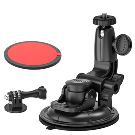 Dosvsi Suction Camera Mount, Car Camera Holder for Dashboard Windshield, Suction Cup Stand with 1/4" Tripod Adapter for Gopro Hero 12 11 10 9 8 7, Max, Session, DJI OSMO Action, DSLR, More Cameras