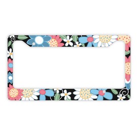 Flower Power Pretty Floral Pattern License Plate Frame Decorative Flowers Plate Frame Flowers