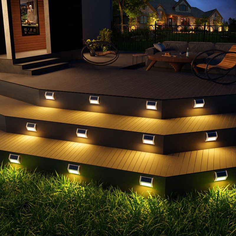 JSOT Solar Lights Outdoor for Deck,Waterproof Solar Powered Steps Light