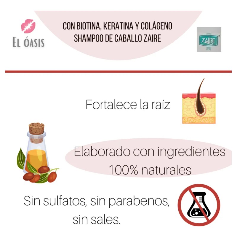 Shampoo Zaire Anticaída y para Crecimiento con Biotina, Keratina y