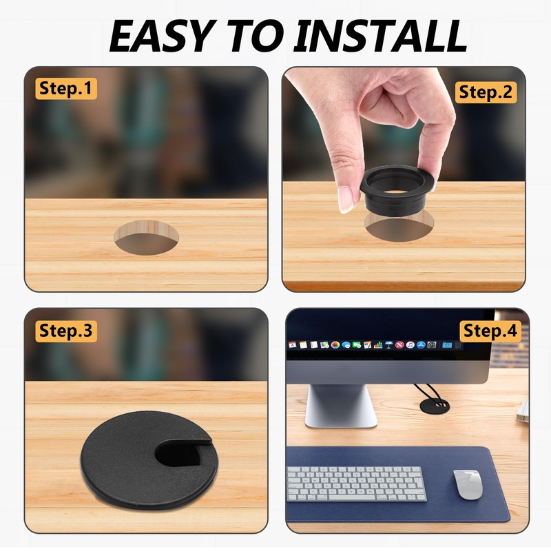 suiwotin 8pcs 1-3/8 Inch Desk Grommet with Drilling Hole Saw,