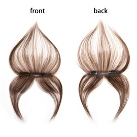 Meiverah Clip in Bangs Clip In Hair Extensions 100% Baby Hair Human Hand Made Natural Forehead Patch No Trace Patch Hairline for Women(Hand Made, 1"*5.3", 10") (Medium Brown, 10")