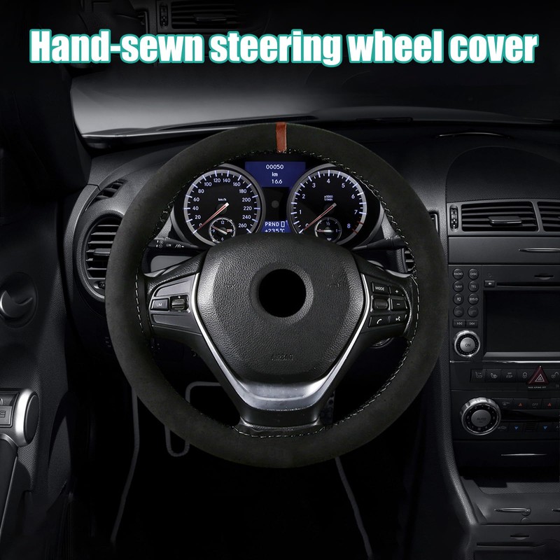 Dickno Car Steering Wheel Cover, Anti-Slip Auto Stitch on Wrap