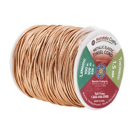 Mandala Crafts Cuerda elástica metálica de oro rosa de 1,5 mm para colgar en la etiqueta, adorno de regalo, cuerda elástica de oro rosa de 109 yardas para decorar el cabello