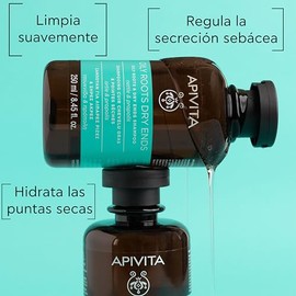 Apivita Shampoo equilibrante para raiz grasa y puntas secas 250ml - Regula el exceso de grasa y mantiene el cabello hidratado y suave - 86% de ingredi