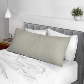 Pizuna Cotton Silver Body Pillow Cover 1 Piece Only, 400 Thread Count 100% Long Staple Cotton Body Pillow Case 52x140 cm, Sateen Body Pillowcase (Cotton Pillow Cases for Body Pillows)