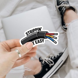 (3Pcs) Strippin’ Ain’t Easy Sticker, Hard Hat, Union, Blue Collar, Electrician Sticker, Water Assitant Die-Cut Vinyl Funny Decals for Laptop, Phone, Water Bottles (3 Inch)
