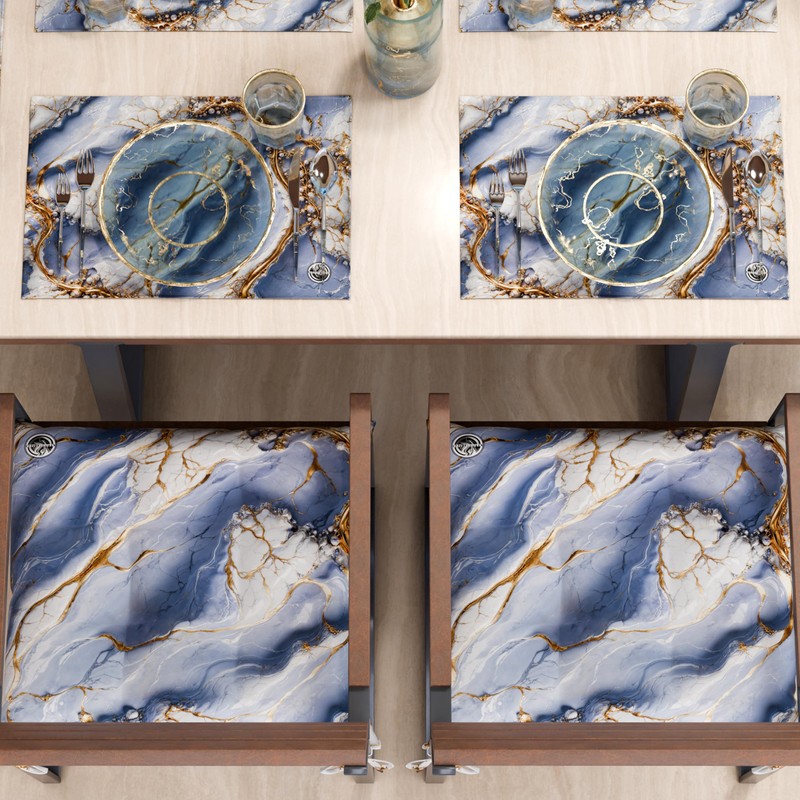 MARBLELIZED - Washable American Placemats, Lilac Marble Effect Fabric Placemats,