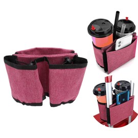 Luggage Travel Cup Holder, Convenient Oxford Cloth Durable Fine Stitching Suitcase Cup Holder Slippy for Travelers Accessories (Rose Red)