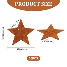 GORGECRAFT 30PCS 1.77 Inch Metal Rusty Barn Star Saddle Brown Antique Primitives Rustic Country Tin with 1.2mm Hole Iron Stars Accents for DIY Crafts Vintage Farmhouse Home Wall Decor Accessories