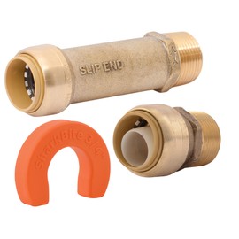 SharkBite Whole House 25561 x 3/4 inch, Water Filter Installation Kit, Push-to-Connect, PEX, Copper, CPVC, PE-RT, 3/4 inch x 3/4 inch, Brass