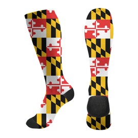 ACDRUING States Usa Maryland-Flag Unisex Compression Sock 15-20mmhg Over The Calf Socks Men & Women Socks For Running, Nurses, Flight, Travel