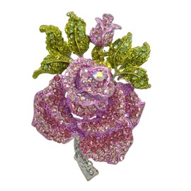 Gyn&Joy Women's Austrian Crystal Blooming Rose Beautiful Flower Brooch pin, Metal, crystal rhinestone