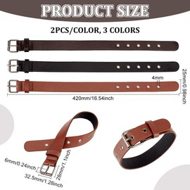 FINGERINSPIRE 6Pcs PU Leather Stirrup Straps Black/Coffee/Brown 2 Size Traditional Kilt Extender Straps Multi-use Leather Extension Strap English Tack Fairhaven Stirrup Leather for Coat Jacket Bags