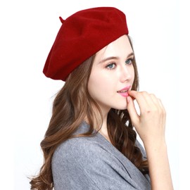 Classic WW004 Winter 100% Wool Warm French Art Basque Beret Tam Beanie Hat Cap (A RED)