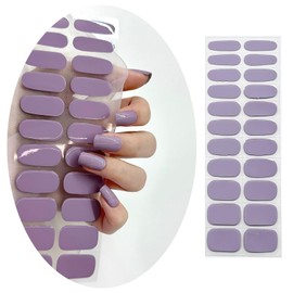 UUDDNN Semi Cured Gel Nail Strips,Solid,Secial,Works with Any UV/LED Nail Lamps,Pre-Cured,Salon-Quality,Wallet-Frendly,Long Lasting Nail Wraps, stickers (Gray Purple, Extra Long)