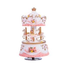 Carousel Music Box for Kids Girls with Colorful Led Lights Luxury Musical Carousel Horse Figurines for Birthday Valentines